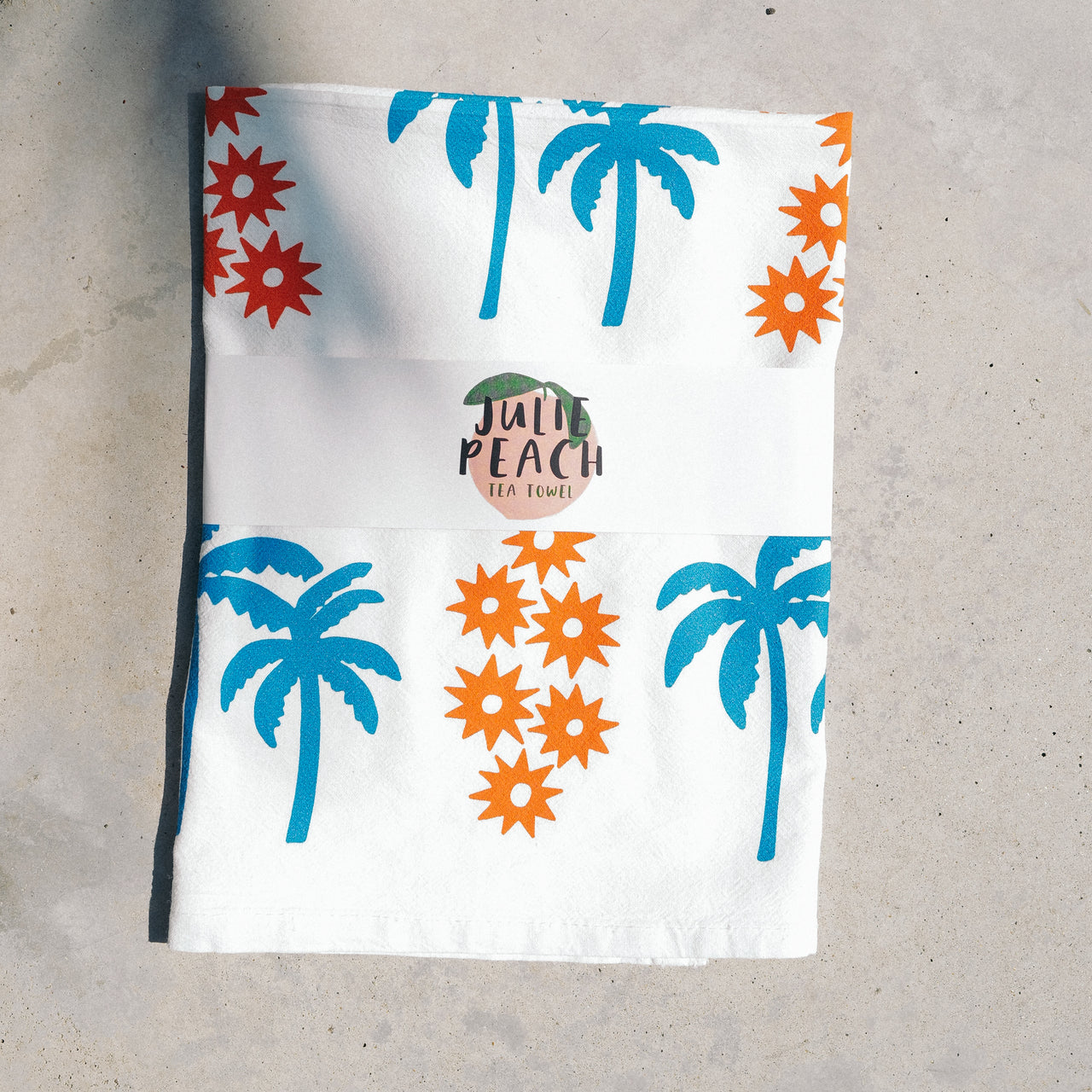 100% cotton tea towel palm trees handmade usa w