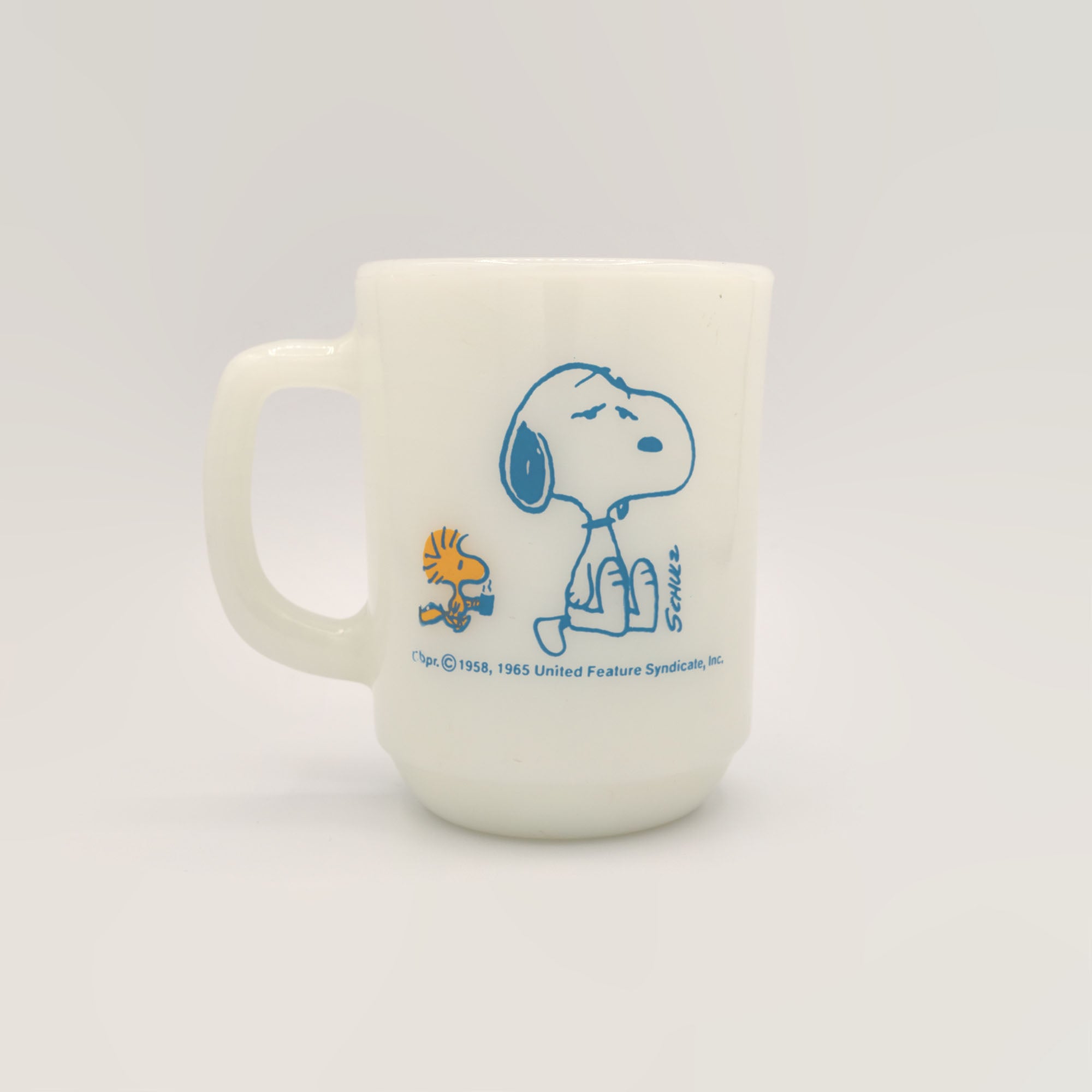 VINTAGE 1965 FIRE KING SNOOPY & WOODSTOCK MUG | ADMY