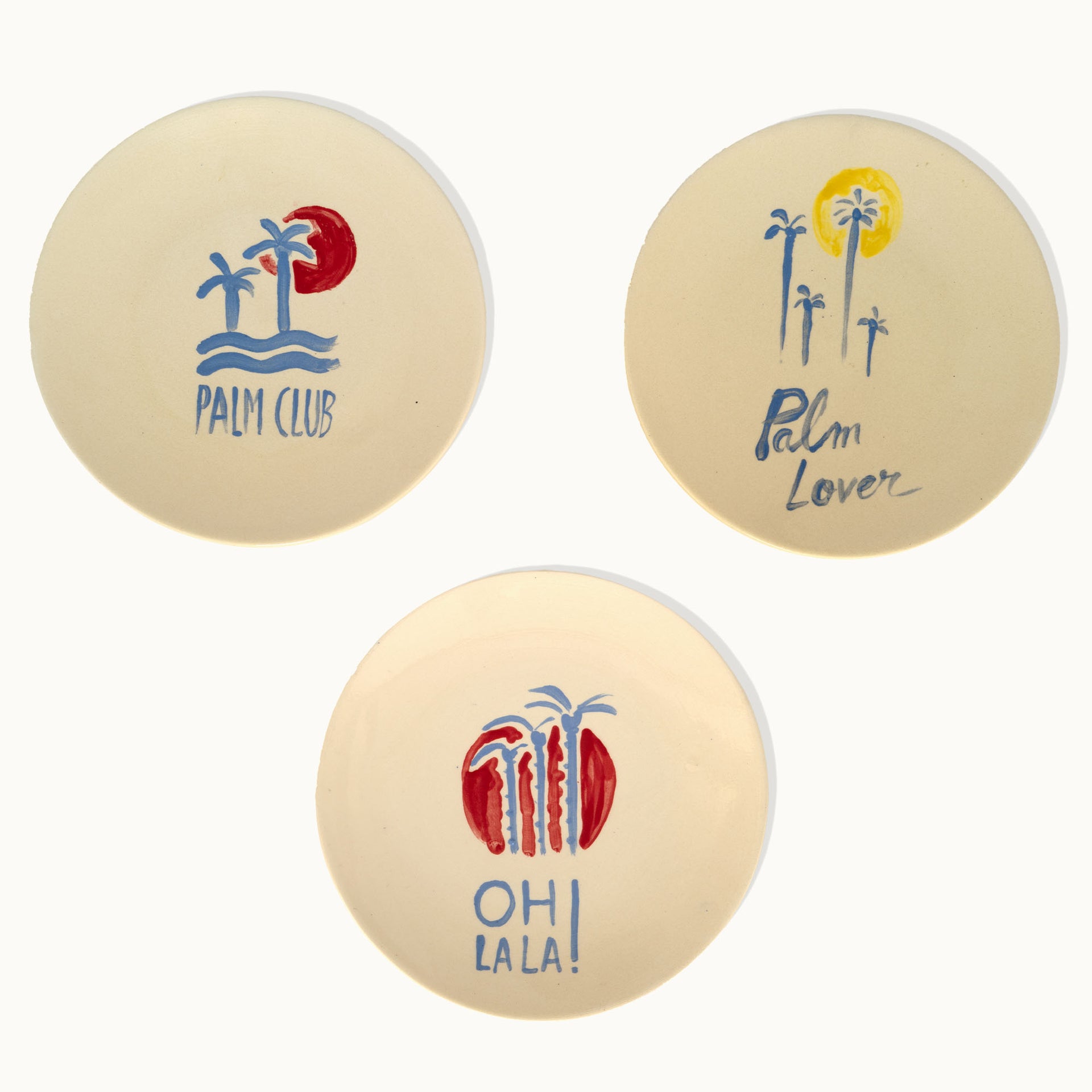 PALM CLUB COLLECTION SET OF 3 - HANDMADE CERAMIC PLATES ADMY x FRANCK LEBRALY